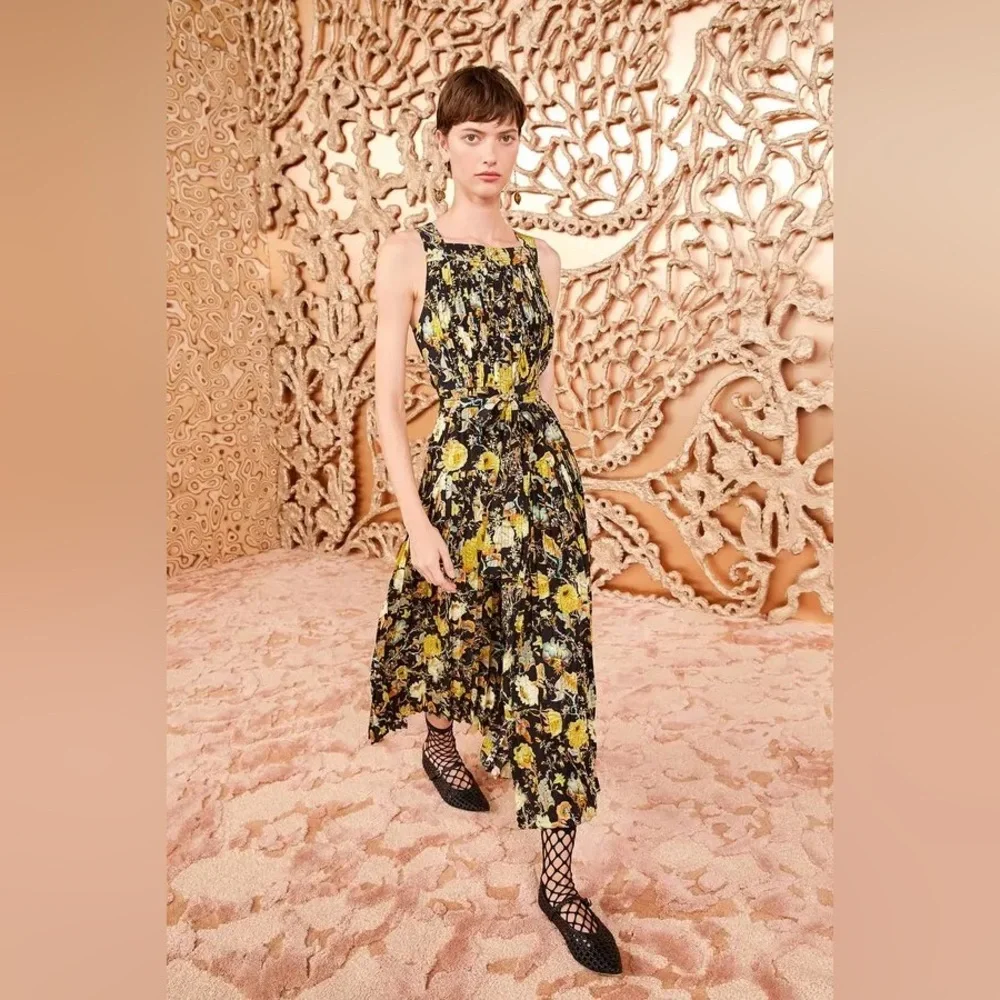 NWT $750 Ulla Johnson Annabeth Pleated Button Front Silk Dress